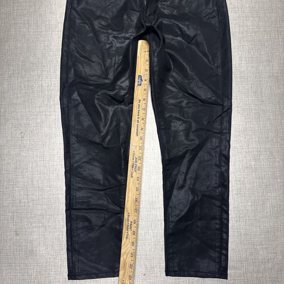 Articles of Society Womens Sz 27 Black Coated Crop Jeans Mid Rise Stretch - Picture 3 of 10